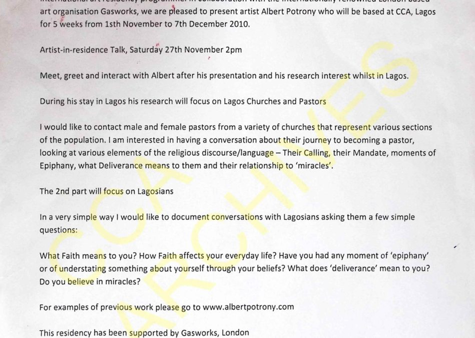 CCA,Lagos Artist-in-Residence Albert Potrony Talk