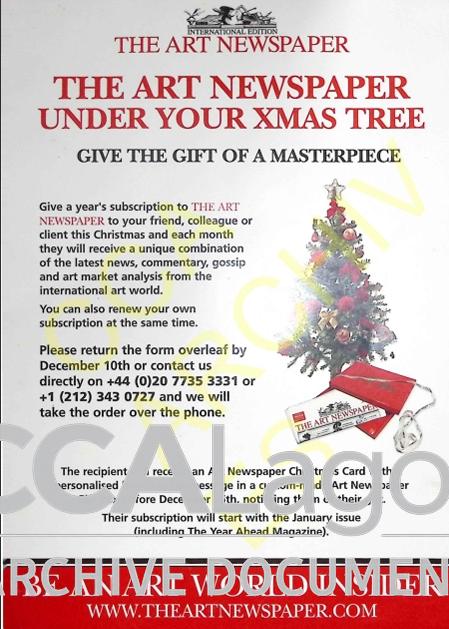 The Art Newspaper Under Your Xmas Tree