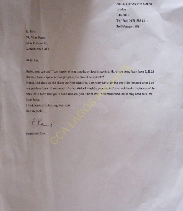 A Letter from Permindar Kaur to Bisi Silva