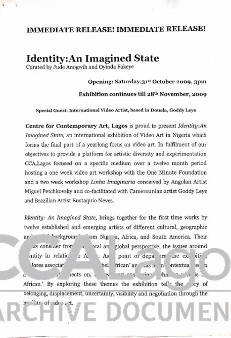 IDENTIFY ; AN IMAGINED STATE CURATED BY JUDE ANOGWIH AND OYINDA FAKEYE