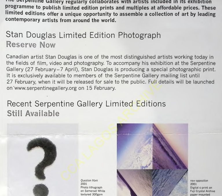 Serpentine Gallery: Limited Editions – Stan Douglas Limited Edition Photograph