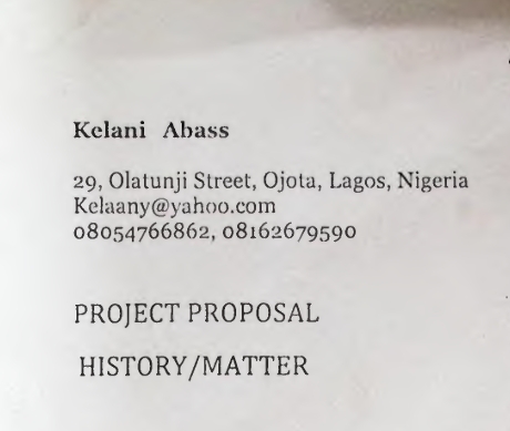 Project Proposal by Kelani Abass