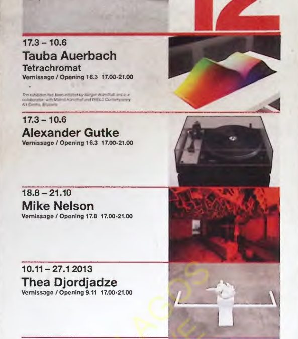Malmö Konsthall Exhibition Programme 2012–2013