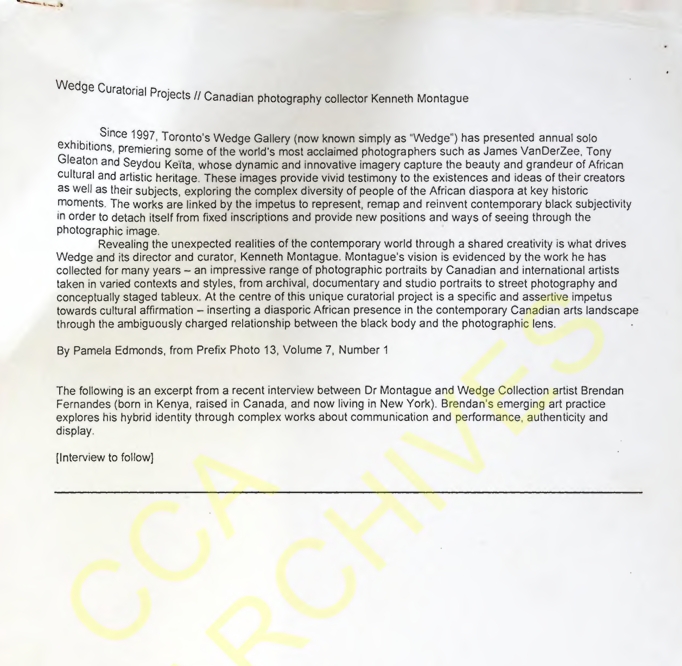 Wedge Curatorial projects