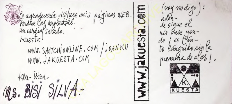 Artist Correspondence Card from Kuesta to Bisi Silva