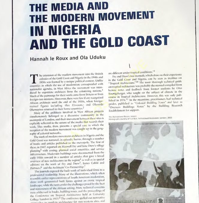The media and the modern movement in Nigeria and the GOLD COAST