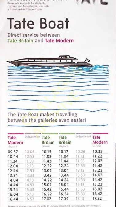 Visitor Information and Timetable Leaflet for the Tate Boat Service