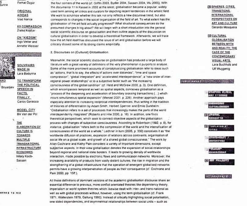 Cultural Globalization Between Myth and Reality: The Case of the Contemporary Visual Arts