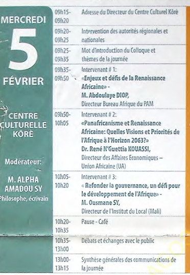 COLLOQUE DE SEGOU 2014