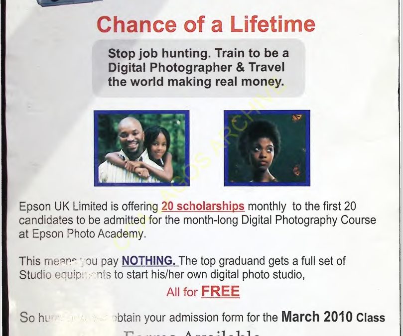 Epson Photo Academy Scholarship Advertisement