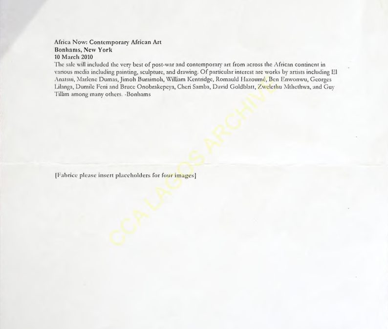 Art Exhibition and Auction Announcement Draft