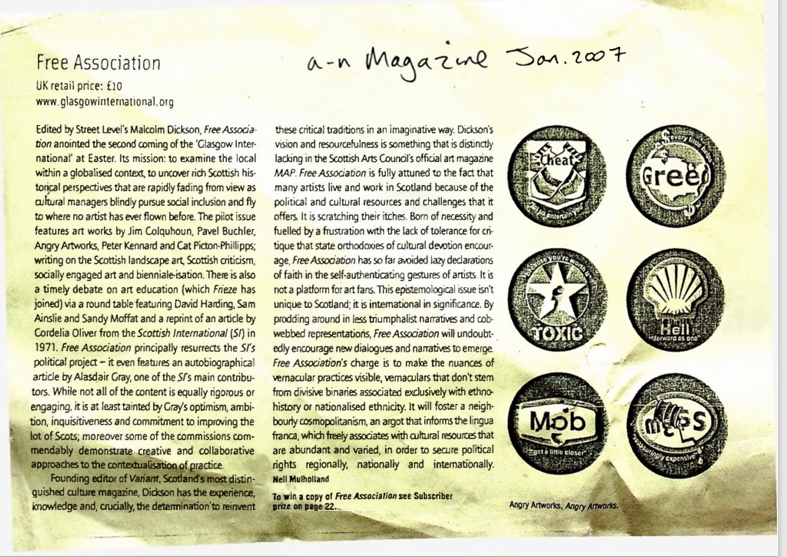 Free Association Magazine Review | a-n Magazine Jan 2007 Archive