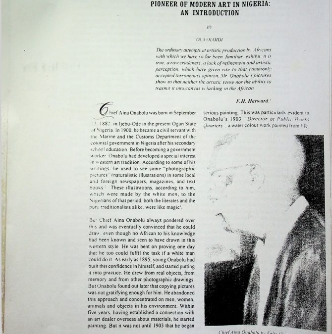 Onabolu, Pioneer of Modern Art In Nigeria