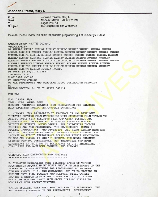 ECA Suggested Film w/ Themes (State Cable 00046191)