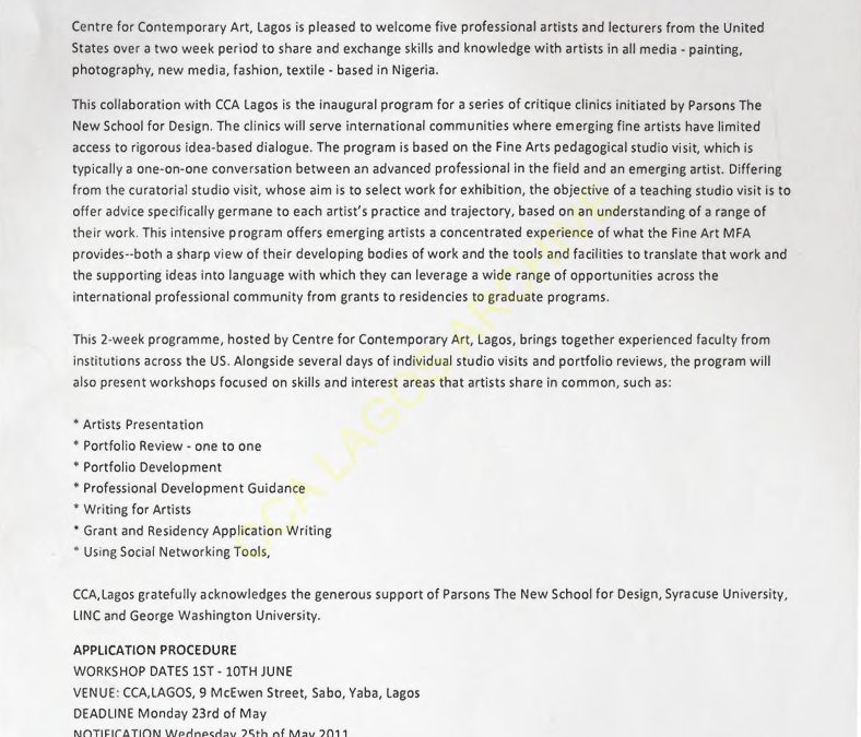 Global Crit Clinic: Artist Professional development Workshop