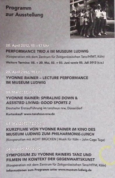 Yvonne Rainer Retrospective Exhibition Programme (Museum Ludwig)