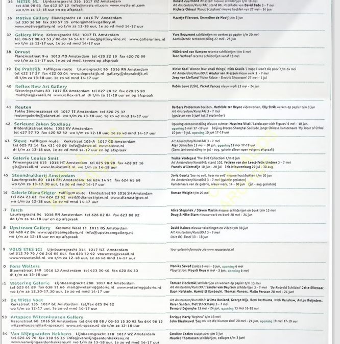 Amsterdam Contemporary Art Calendar