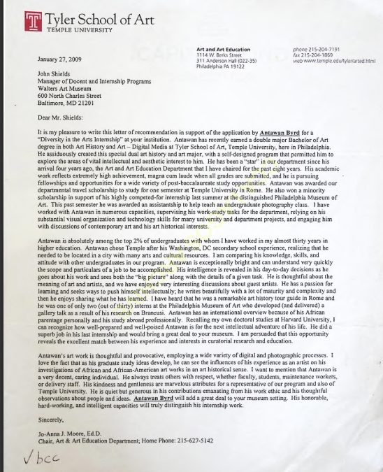 Letter of Recommendation for Antawan Byrd