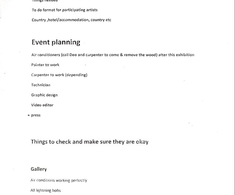 Check List Before An Event