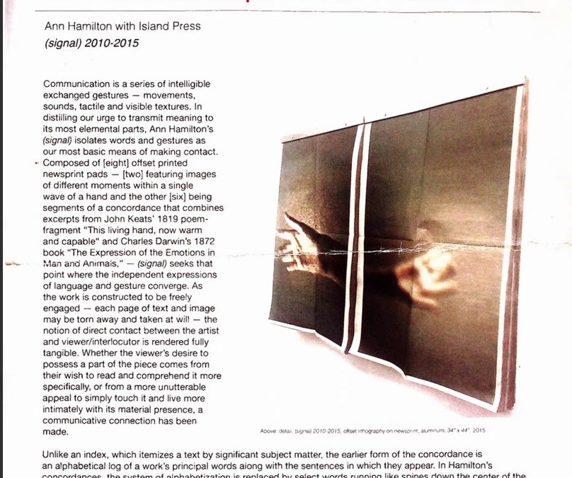 Proof: Ann Hamilton Special Project
