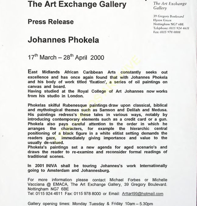 The Art Exchange Gallery – Johannes Phokela :17th March – 28th April 2000