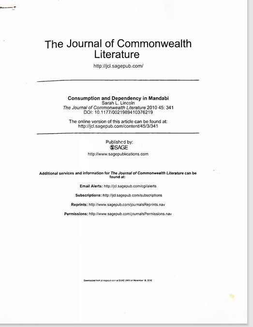 Consumption and Dependency in Mandabi | Journal of Commonwealth Literature | SAGE Journals