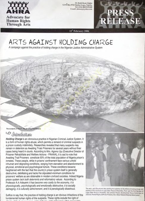 Arts Against Holding Charge: E Wawo – The Awaiting Trial Persons – AHRA Campaign Brochure