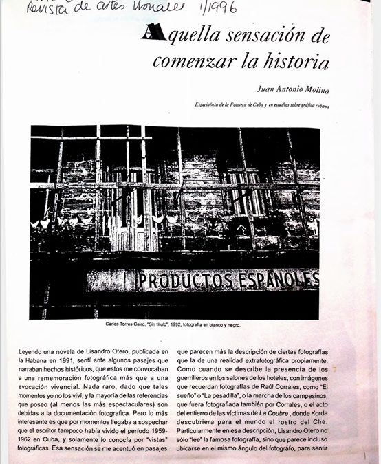 Aquella sensación de comenzar la historia  Arte Cubano: Revista de Artes Visuales (No. 1/1996)