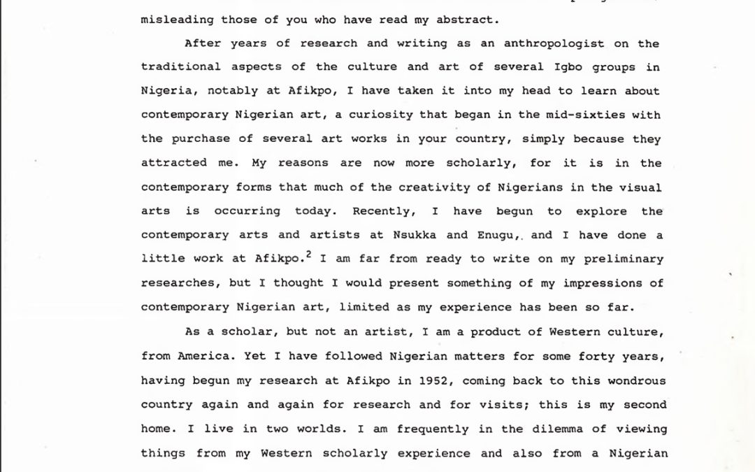 An Anthropologist Considers Contemporary Nigerian Art