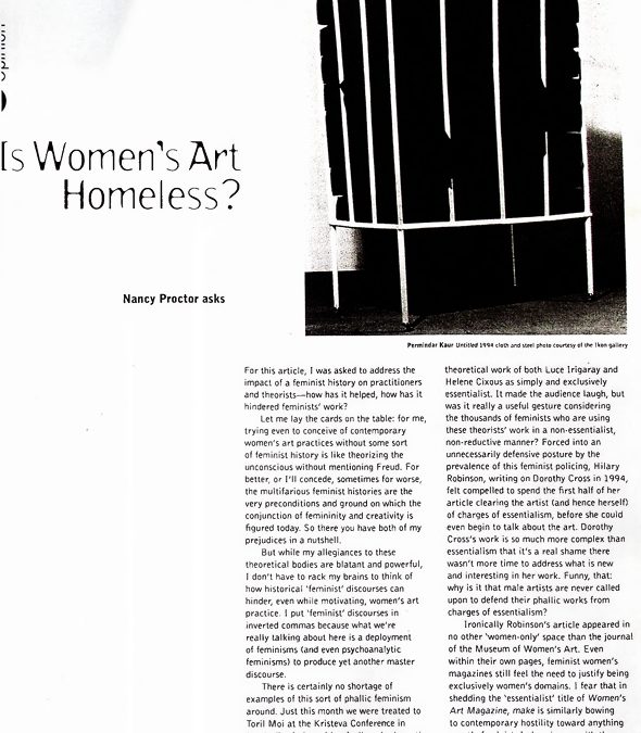 Is Women’s Art Homeless? by Nancy Proctor