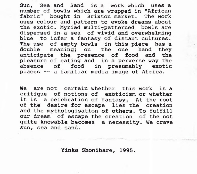 Sun, Sea and Sand – Installation Statement