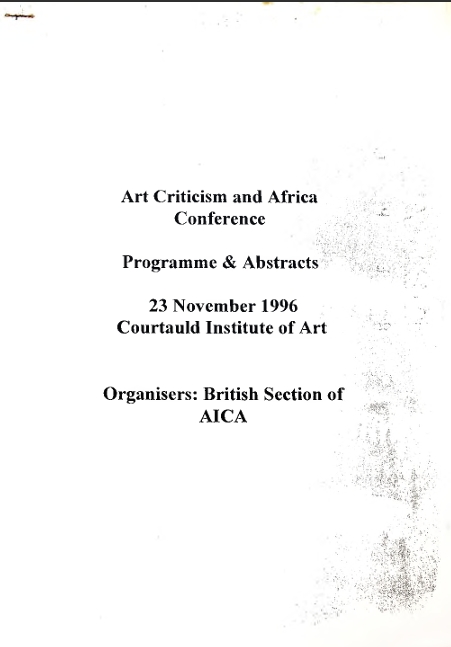 Art Criticism and Africa Conference: Program and Abstracts