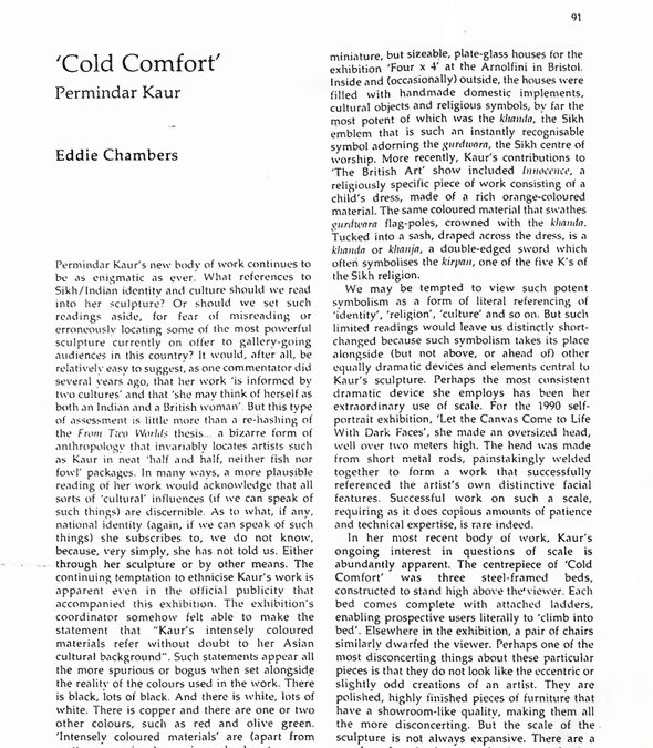 Cold Comfort: Permindar Kaur” by Eddie Chambers