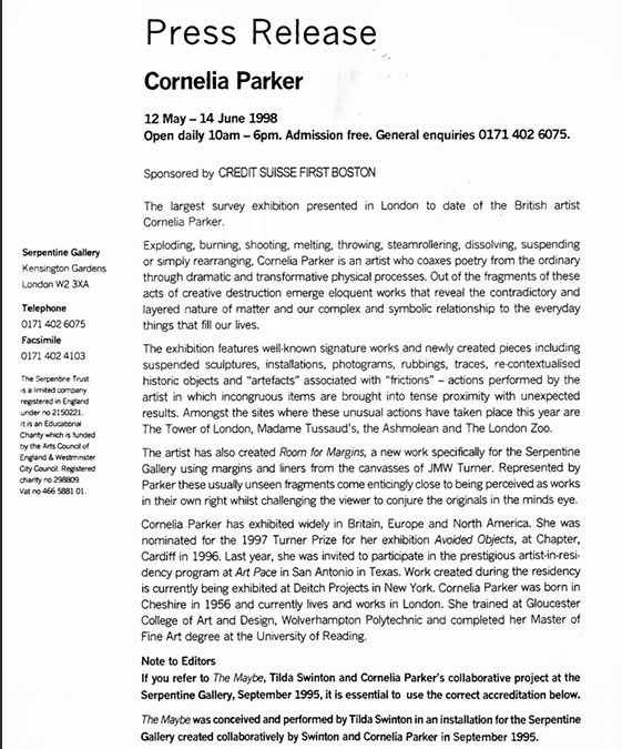 Serpentine Gallery Press Releases