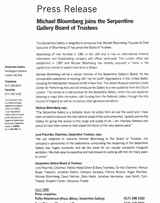 Serpentine Gallery Press Release