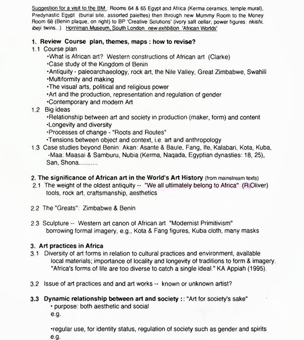 SOAS Course Review Guide: Africa in the Histories of Art and Architecture