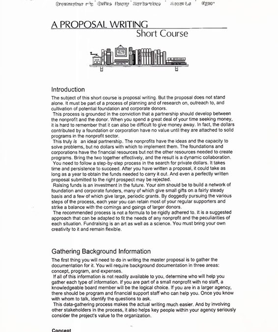 The Foundation Center – A Proposal Writing Short Course