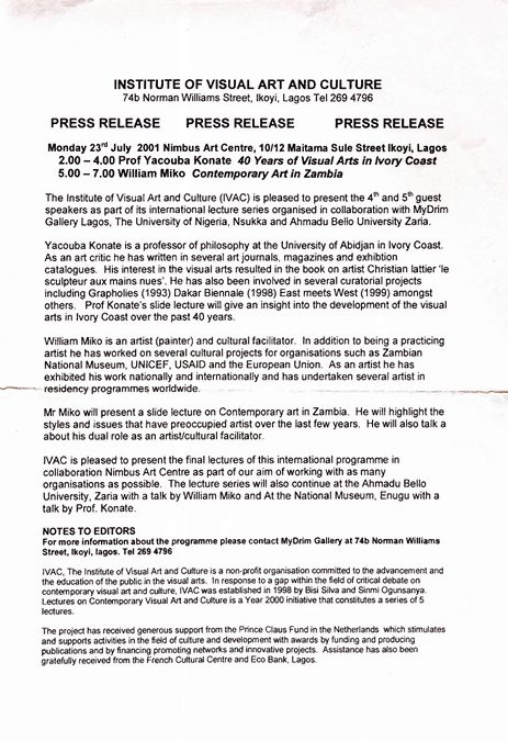 IVAC International Lecture Series Press Release